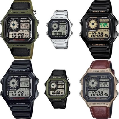CASIO AE-1200WH Weltzeit Digital Herrenuhr Harz Metall Leder Japan