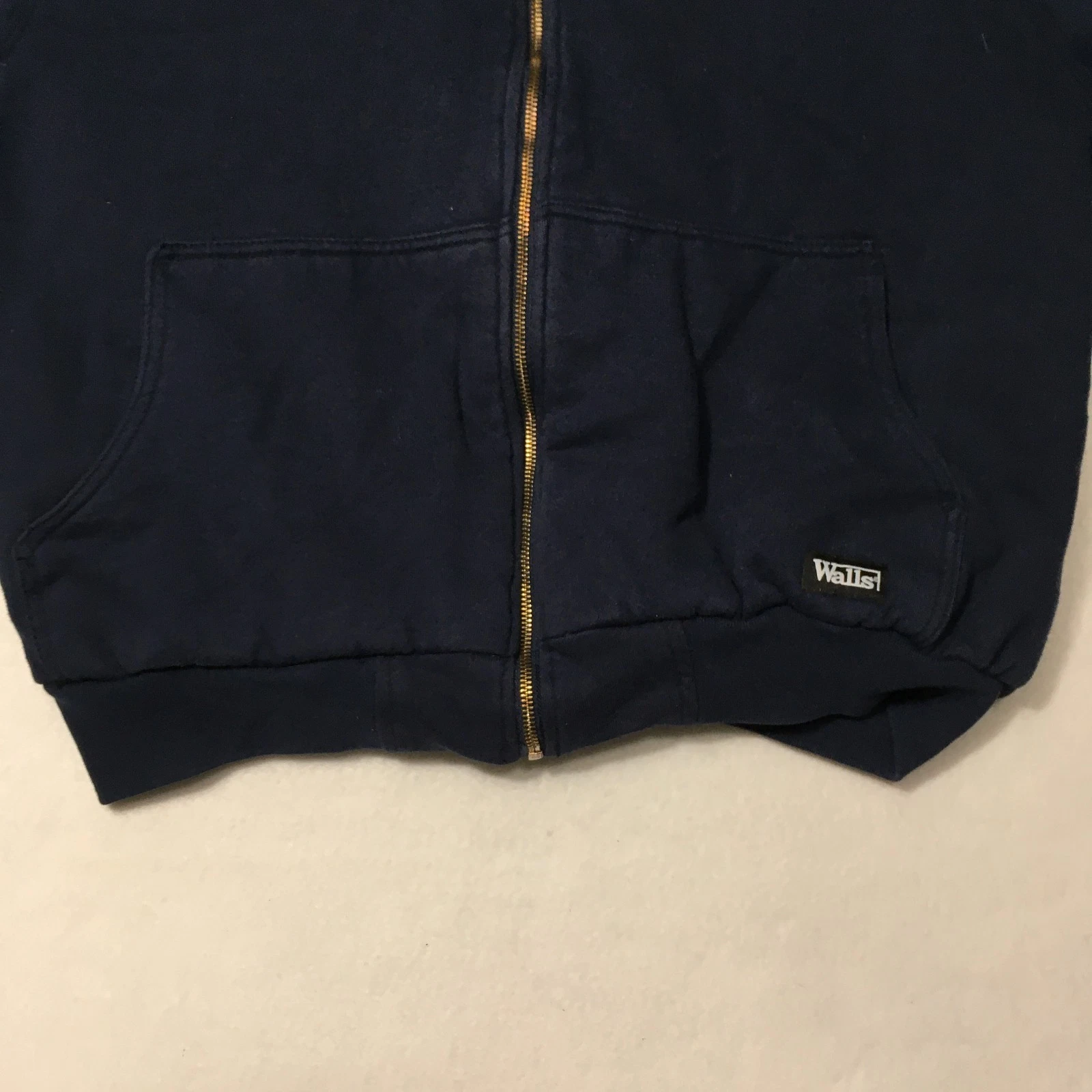 Walls Workwear Jacket Men’s Large blue Zip Hoodie Heavyweight QUILTED Lined image 3