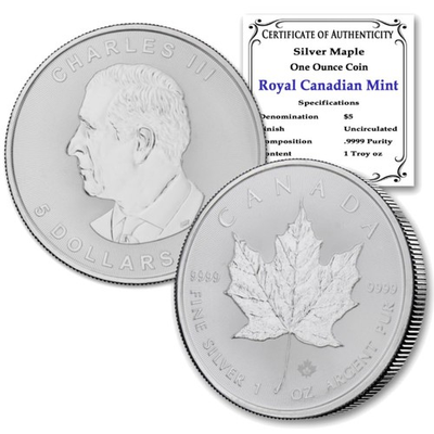 #ad silver coin Maple Leaf bullion silver 1 oz uncirculated coin $255.99