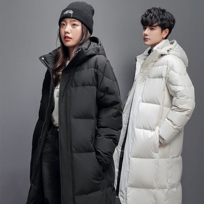Winter Men's Long Down Jacket - Hooded Warm Windproof Muffin Parker Coat