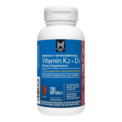 Vitamin K2 + D3 Softgels 150 count   Supports Heart, Bone & Immune Health