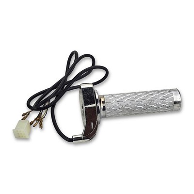 Chrome Left Grip 22mm -  w/ on/off switch & button.  Mini chopper, Scooter, P...