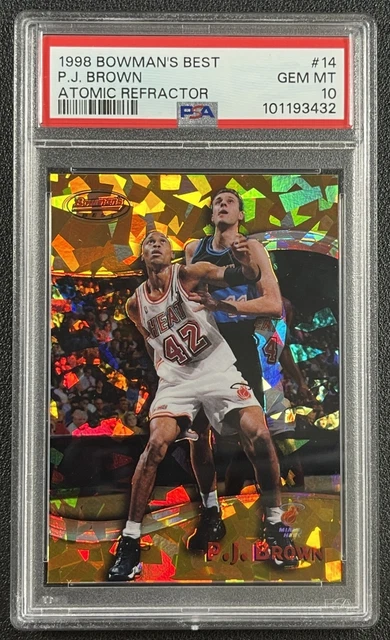 POP 1! P.J. BROWN PSA 10 1998-99 BOWMAN'S BEST #14 ATOMIC REFRACTOR 51/100 HEAT