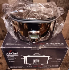All Clad 7 Qt. Electronic Slow Cooker SC01 w/Cast Aluminum Insert NOB Read