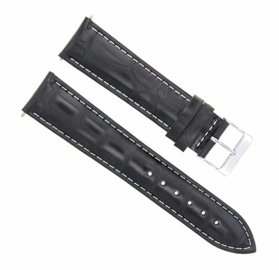 20MM LEATHER WATCH BAND STRAP FOR FORTIS FLIEGER CHRONOGRAPH BLACK WS