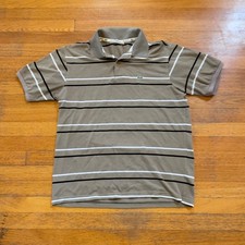 VTG 90s Lacoste Men's Tan Brown Striped Short Sleeve Polo Shirt Size 7 L France