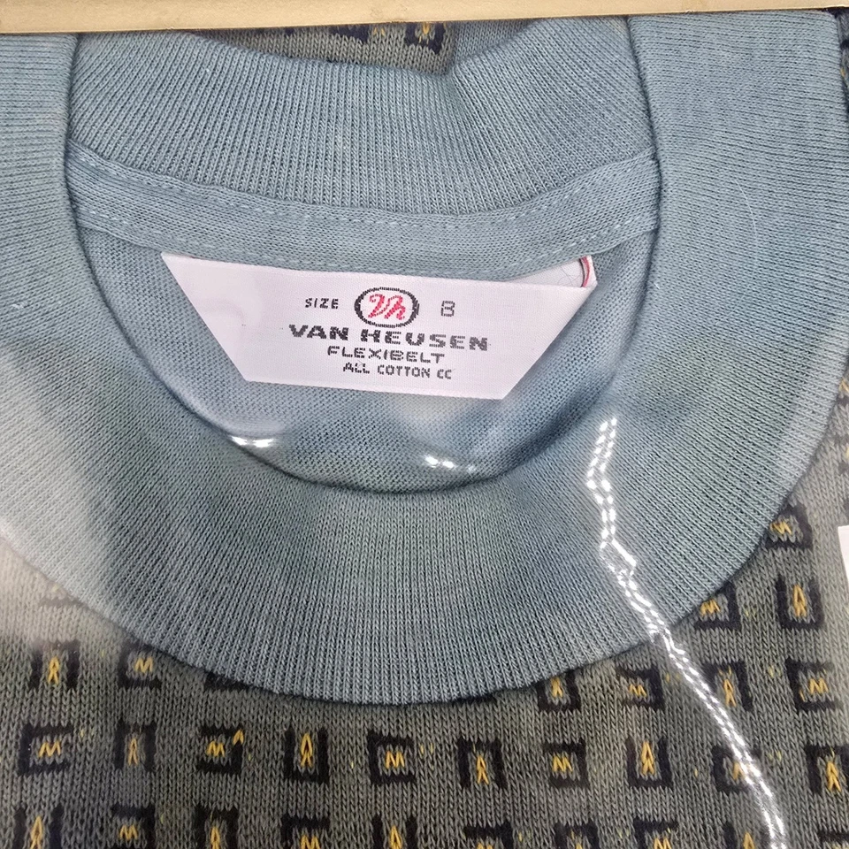 Pijama Van Heusen Van-Niter vintage para hombre talla B verde estampado algodón nuevo de stock Foto 2 de 4