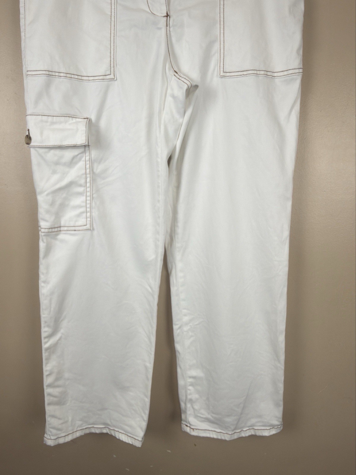 Joie Off-White Straight Leg Cargo Pants Mid Rise Minimalist Utility Style Size 8 thumbnail 4