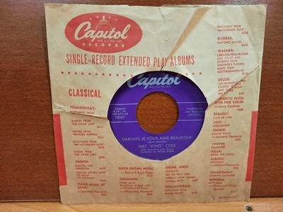 45 / Nat ''King'' Cole / 1955 / Darling Je Vous Aime Beaucoup / Sand And The Sea