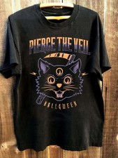 Pierce The Veil Band Black Cat Halloween 90s Basic Black Unisex T shirt