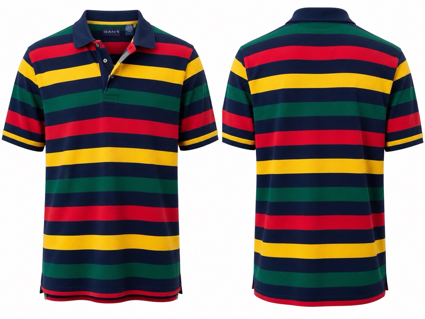 Vintage GANT Polo Shirt XL Rugby Stripe Preppy Colorblock USA Cotton Men BC#11