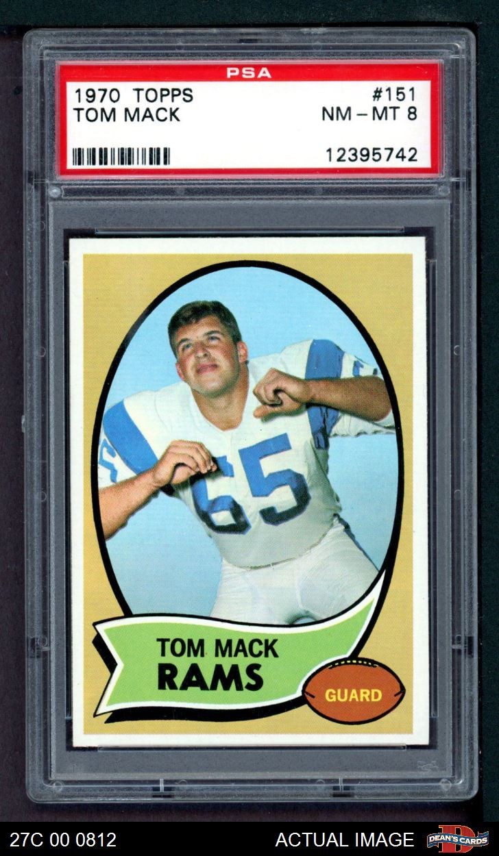 1970 Topps #151 Tom Mack Rams HOF Michigan PSA 8 - NM/MT