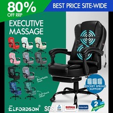 ELFORDSON Office Chair Massage Padded High Back Executive Recliner Swivel Gaming