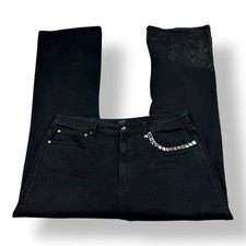 Alice Hollywood Blvd Mens Black Wide Leg Jeans Cotton 36x35 Metal Pocket Detail