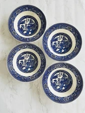 Set of 4 Vintage Blue Willow Rim Soup Bowls by Homer Laughlin