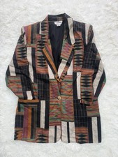 Vintage New G Nine Aztec Print linen mix jacket Shoulder pads size M
