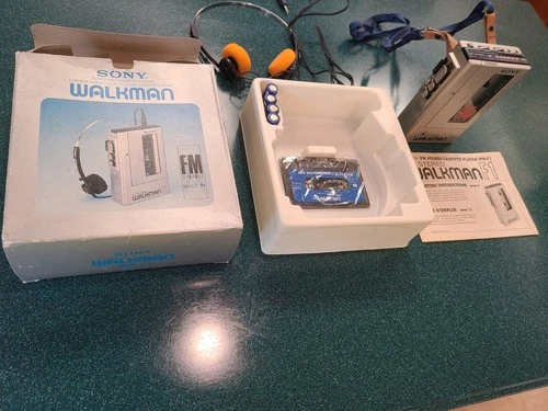 Vintage Sony WM-F1 Walkman Box Demo MDR-1 headphones manual WORKS NICE