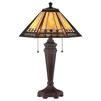 Braun Bunt Klassisch Tiffany Tischlampe Nachtlampe 2X60W/E27 40,6X59,7 [Cm]
