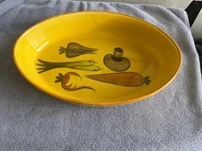 Vintage Los Angeles Potteries Hand Painted Vegetable Design Serving Bowl