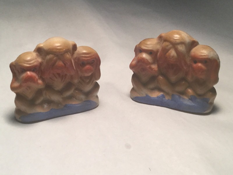 1960’s Three wise monkeys two figurines.