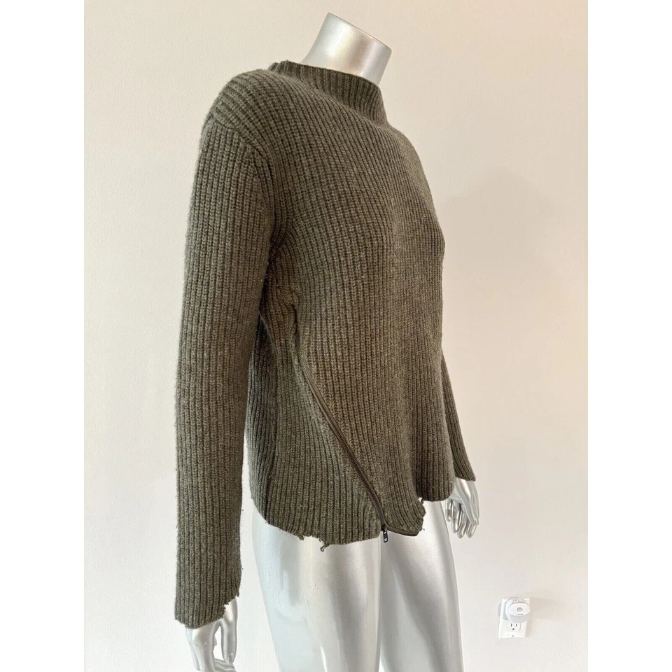 Generation Love Women's Sweater Cashmere Wool Blend Olive Green XS RAW HEM - Image 2 of 4
