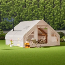 Okcora Portable Inflatable Camping Tent 8 Person Waterproof w/ Stove Jack Window