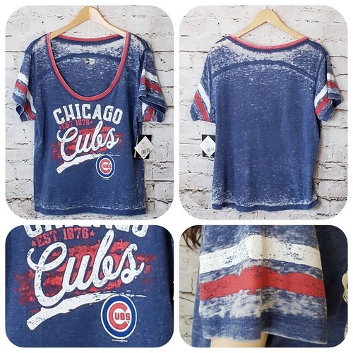 NWT New Era Chicago Cubs Cubbies Baseball Shirt Blue Red White Faded Women’s 2XL - Picture 17 of 24