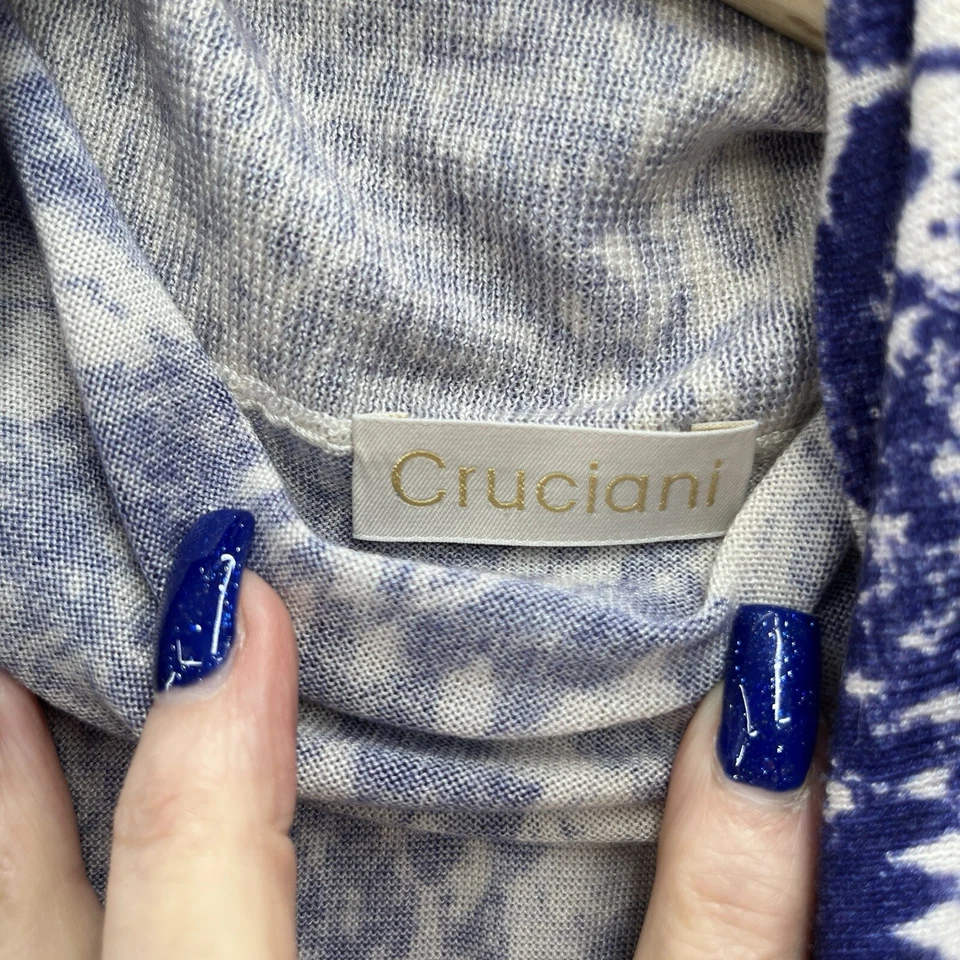 Cruciani свитер женщин большой фиолетовый змея печать кашемир капот шеи Италии бак - Изображение 3 из 4