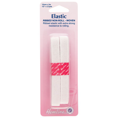 5x Anti-Roll gerippt elastisch weiß - 2mx12mm Nähen Basteln Werkzeug Hobby Kunst