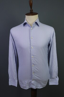 Eton Slim Fit Blue Luxury Long Sleeve Poplin Button Down Shirt Size 40