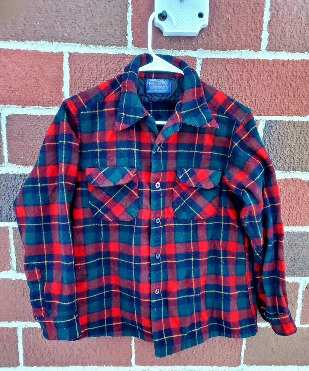 Vintage Pendleton Wool Board Shirt 1962 Loop Collar Flap Pocket