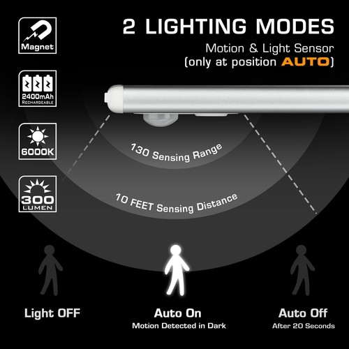 EverBrite 70LED 300 Lumen Dimmer Under Cabinet Light Motion Sensor LED Light Bar - Picture 6 of 12