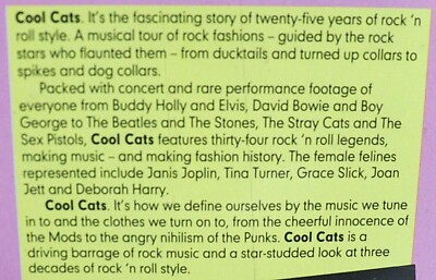 Cool Cats - 25 Years Of Rock N Roll Style (VHS, 1994) for sale