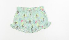 Marks and Spencer Girls Green Floral Cotton Top Sleep Shorts Size 5-6 Years Draw