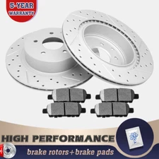 Rear Brake Rotors + Ceramic Brake Pads For 2010-2014 2016 2017 Nissan Maxima