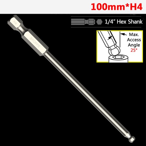 65/100/150mm Ball-End Hex Screwdriver Bit Set 1/4" Hex Shank H2.5 H3 H4 H5 H6 H8 - Picture 22 of 30