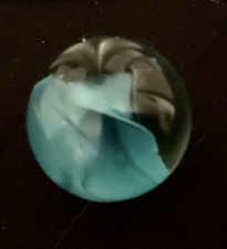 Vintage Marble 25mm .98" Cat Eye Shooter Hybrid Blue 4 Vane Clear Glass