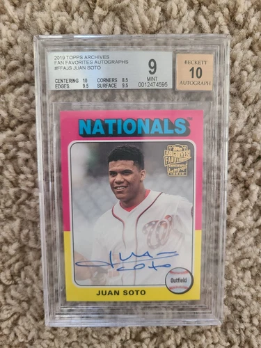 2019 Topps Archives Fan Favorites Juan Soto Auto BGS 9 W/ 10 Auto 