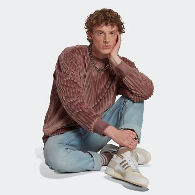 adidas Originals Men's Ribbed Velvet Crew Sweatshirt, Wonder