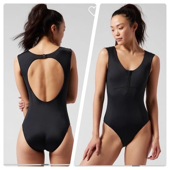 Athleta Deep Sea One Piece Swimsuit size SP SMALL Petite Black