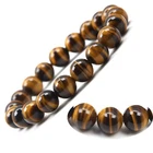 A Natural  Tiger Eye Bracelet Men Women Charm Natural Stone Healing Buddha Beads