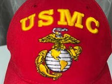 Red USMC Semper FI Hat Cap with Gold Embroidery Hook Loop Marinesdirect.com EUC
