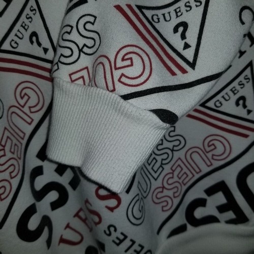 Guess All Over Logo Graphic Crew Neck Pullover Sweater Label Reads Size Medium - Picture 9 of 14