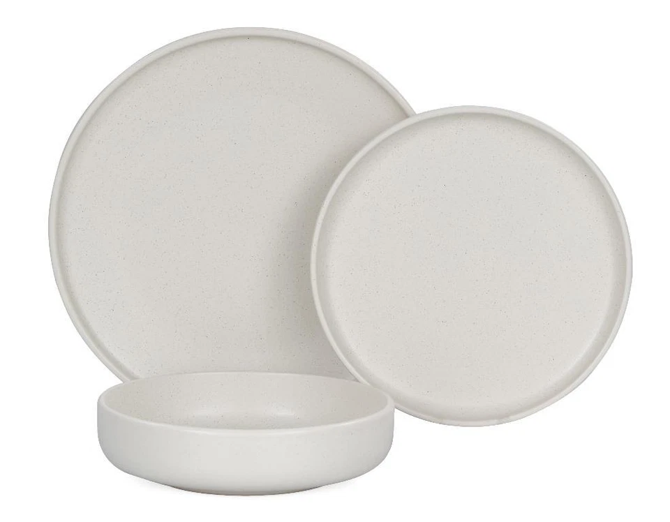 DIMO Servizio di Piatti da Tavola in Porcellana Skandik Pepper White 18 Pezzi