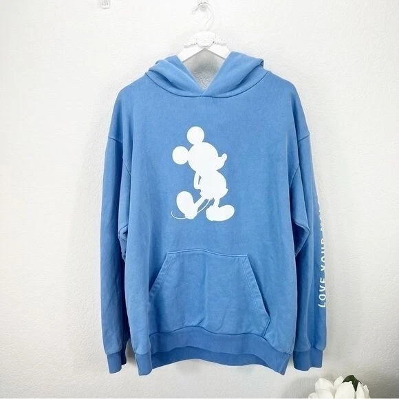 Disney x Love Your Melon Mickey Mouse Hoodie Blue Graphic Print Large L