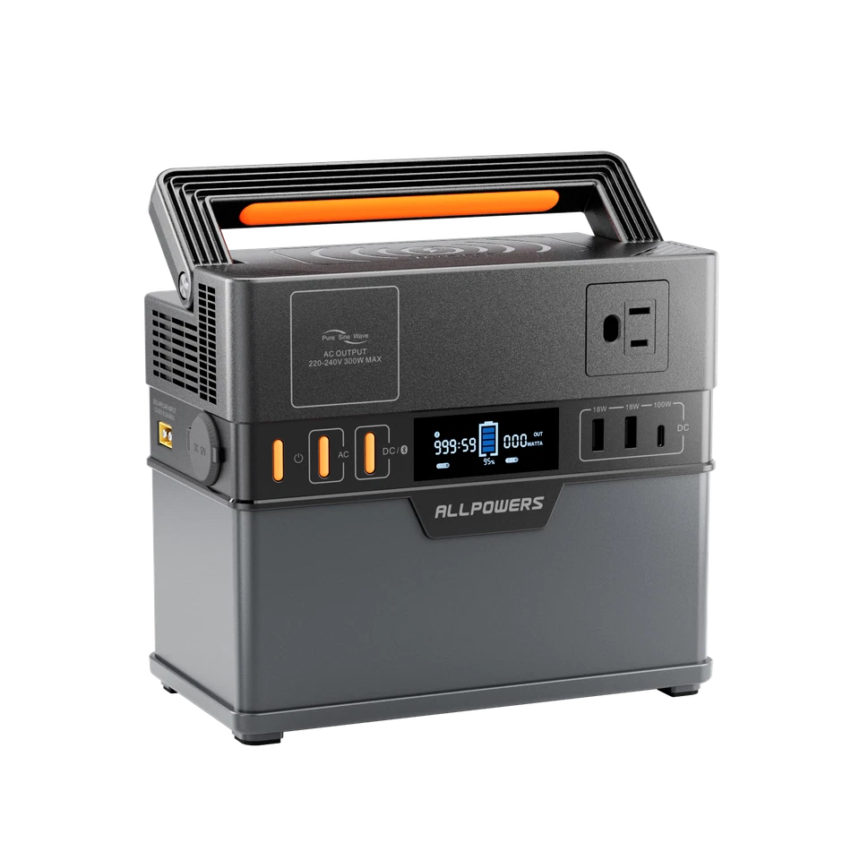 ALLPOWERS Portable Power Station 300W Solar Generator Backup Lithium Battery AC