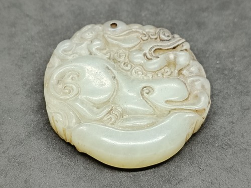 Antiguo Colgante Escultura de viejo Jade Hetian Dragón tallada China - Bild 7 von 7