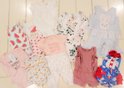 Baby Girls 3 Month  13-piece Lot Of Carter's, Oshkosh, and Boutique Brands