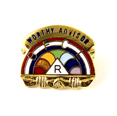 Rainbow Girls WORTHY ADVISOR Pin | Enamel & Gold Tone | 5/8