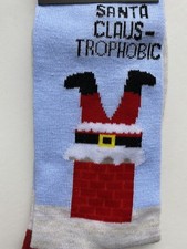 Mens Santa Claus-trophobic Funny Holiday Socks Claustrophobic Blue Stocking Gift